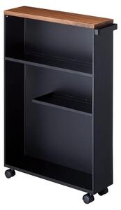Yamazaki Scaffale da bagno Carrello da bagno Scaffale in metallo Ripiano nero moderno con rotelle Tower 04307