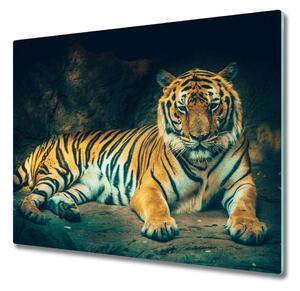 Tagliere in vetro Tigre in una grotta 60x52 cm