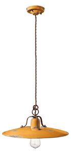 Lampadario Vintage Country Ferro E Ceramica Giallo 1 Luce E27