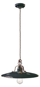 Lampadario Vintage Country Ferro E Ceramica Nero 1 Luce E27
