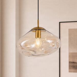 Lampada a sospensione in vetro Lelia Lindby, dimmerabile, Crema / Ambra, Soggiorno / Sala da pranzo, Vetro, Design, Lampada a sospensione