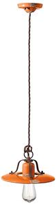 Lampadario Vintage Country Ferro E Ceramica Arancio 1 Luce E27 25Cm