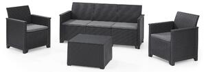 Set da Giardino Divano 2 Poltrone e Tavolino in Resina Keter Emma Lounge Antracite