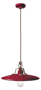 Lampadario Vintage Country Ferro E Ceramica Bordeaux 1 Luce E27