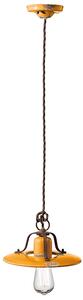 Lampadario Vintage Country Ferro E Ceramica Giallo 1 Luce E27 25Cm