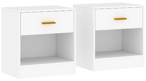 HOMCOM Set 2 Comodini Moderni in Legno con Cassetto e Ripiano Aperto, 39x28x41 cm, Bianco