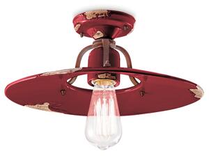 Plafoniera Vintage Country Ferro E Ceramica Bordeaux 1 Luce E27