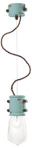 Lampadario Vintage Urban Ferro E Ceramica Azzurro 1 Luce E27 12Cm