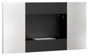 HOMCOM Camino a Bioetanolo 0.9L da Parete con Pannello Protettivo, in Acciaio Inox e Vetro, 100x15x54 cm, Nero e Argento