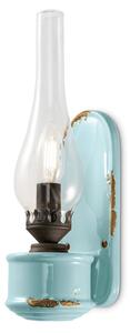 Applique Vintage Candela Ceramica Azzurra 1 Luce E14