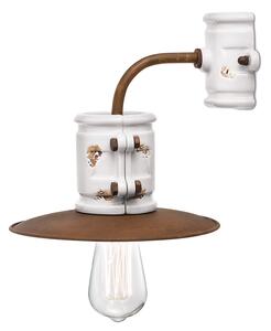 Applique Vintage Urban Ferro E Ceramica Bianco 1 Luce E27 25Cm
