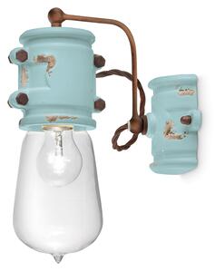 Applique Vintage Urban Ferro E Ceramica Azzurro 1 Luce E27 22Cm