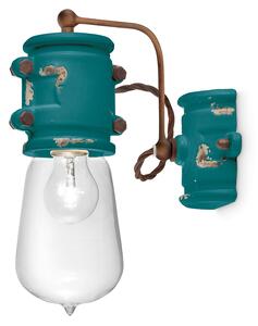 Applique Vintage Urban Ferro E Ceramica Verde 1 Luce E27 22Cm