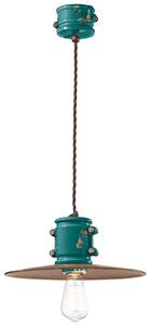 Lampadario Vintage Urban Ferro E Ceramica Verde 1 Luce E27 40Cm