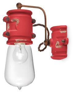 Applique Vintage Urban Ferro E Ceramica Rosso 1 Luce E27 22Cm
