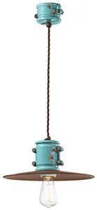Lampadario Vintage Urban Ferro E Ceramica Azzurro 1 Luce E27 40Cm