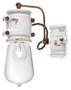 Applique Vintage Urban Ferro E Ceramica Bianco 1 Luce E27 22Cm