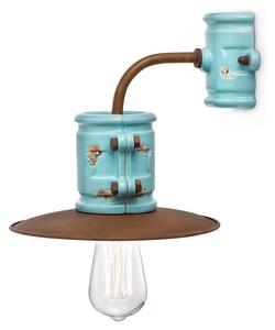Applique Vintage Urban Ferro E Ceramica Azzurro 1 Luce E27 25Cm