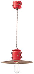 Lampadario Vintage Urban Ferro E Ceramica Rosso 1 Luce E27 40Cm
