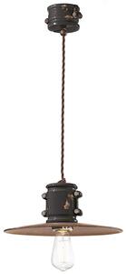 Lampadario Vintage Urban Ferro E Ceramica Nero 1 Luce E27 40Cm