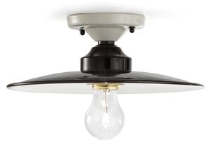 Plafoniera Vintage B&W Metallo Smaltato Nero E Bianco 1 Luce E27 25Cm