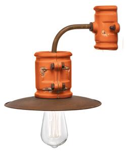 Applique Vintage Urban Ferro E Ceramica Arancio 1 Luce E27 25Cm