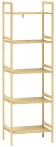 HOMCOM Scaffale Bagno a 5 Ripiani Regolabili in Altezza in Bambù, 43.5x31.5x142 cm, Legno Naturale
