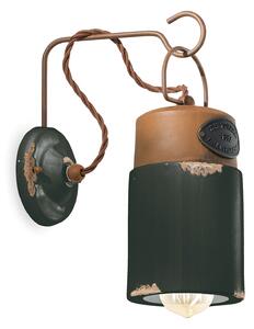 Applique Vintage Industrial Ferro E Ceramica Nero 1 Luce E27