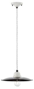 Lampadario Vintage B&W Metallo Smaltato Nero E Bianco 1 Luce E27 25Cm