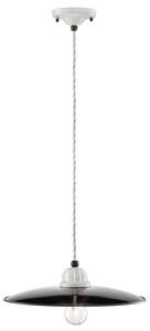 Lampadario Vintage B&W Metallo Smaltato Nero E Bianco 1 Luce E27 35Cm
