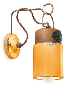 Applique Vintage Industrial Ferro E Ceramica Giallo 1 Luce E27