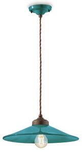 Lampadario Vintage Colors Ferro E Ceramica Verde Petrolio 1 Luce E27 35Cm