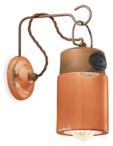 Applique Vintage Industrial Ferro E Ceramica Arancio 1 Luce E27