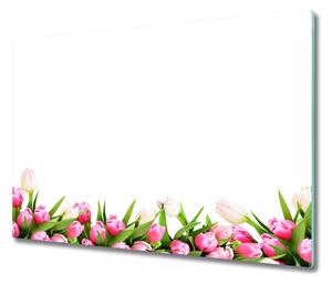 Tagliere in vetro Tulipani rosa 60x52 cm