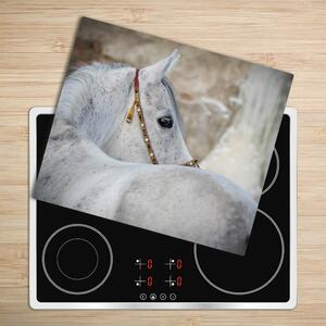 Tagliere in vetro temperato Cavallo arabo bianco 60x52 cm