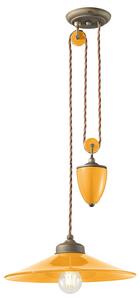Lampadario Vintage Colors Saliscendi Ferro E Ceramica Giallo 1 Luce E27
