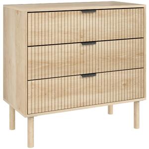 HOMCOM Cassettiera 3 Cassetti in Legno per Camera e Ingresso Stile Nordico, 80x40x77.5 cm, Rovere