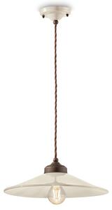 Lampadario Vintage Colors Ferro E Ceramica Crema 1 Luce E27 35Cm