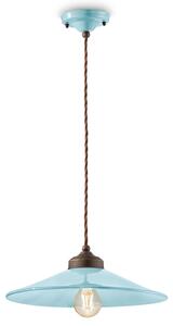 Lampadario Vintage Colors Ferro E Ceramica Azzurro 1 Luce E27 35Cm
