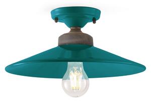 Plafoniera Vintage Colors Ferro E Ceramica Verde Petrolio 1 Luce E27