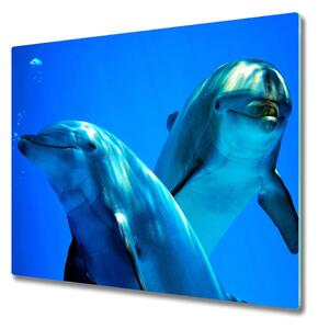 Tagliere in vetro Due delfini 60x52 cm
