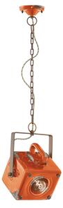 Lampadario Vintage Industrial Ferro E Ceramica Arancio 1 Luce E27