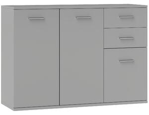 HOMCOM Credenza Moderna con 3 Armadietti e 2 Cassetti, in Legno, 106x35x76 cm, Grigio Chiaro