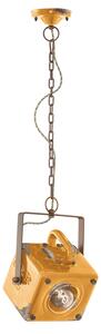Lampadario Vintage Industrial Ferro E Ceramica Giallo 1 Luce E27