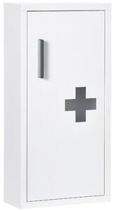Kleankin Armadietto Medicinali a 3 Ripiani con Porta Magnetica, in Acciaio, 30x12x60 cm, Bianco|Aosom