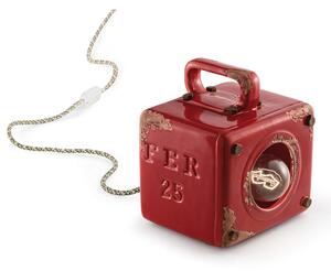 Lumetto Vintage Industrial Ferro E Ceramica Rosso 1 Luce E27