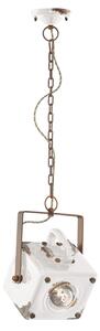 Lampadario Vintage Industrial Ferro E Ceramica Bianco 1 Luce E27