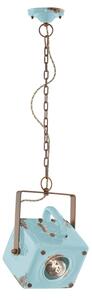 Lampadario Vintage Industrial Ferro E Ceramica Azzurro 1 Luce E27
