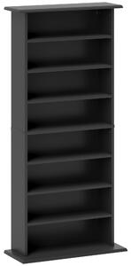 HOMCOM Mobile Scaffale Porta CD con 6 Ripiani Regolabili, Capacità di 360 CD/185 DVD, Design Moderno in Legno 58x24x124.5 cm, Nero|Aosom Italy
