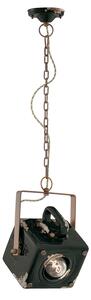 Lampadario Vintage Industrial Ferro E Ceramica Nero 1 Luce E27